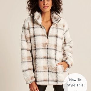 Abercrombie Sherpa Half Zip Elevated Sweatshirt - Large